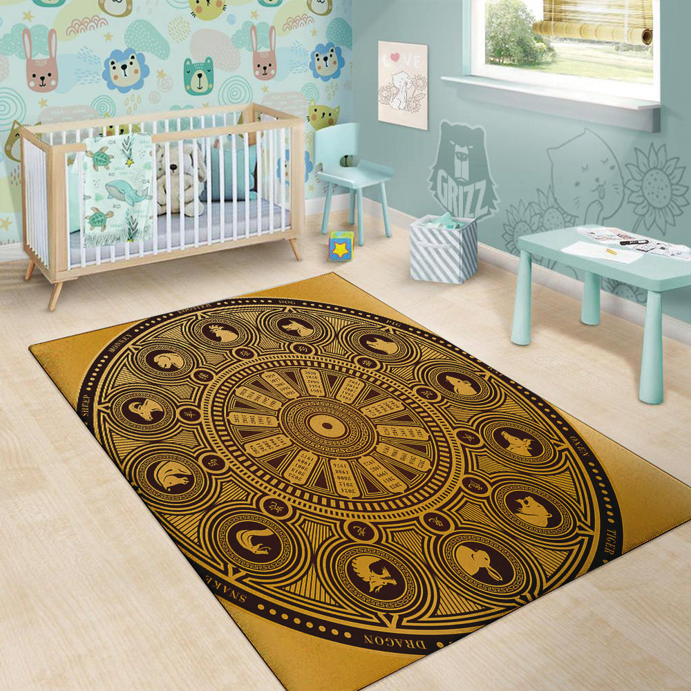 Calendar Signs Chinese Zodiac Print Floor Mat-grizzshop
