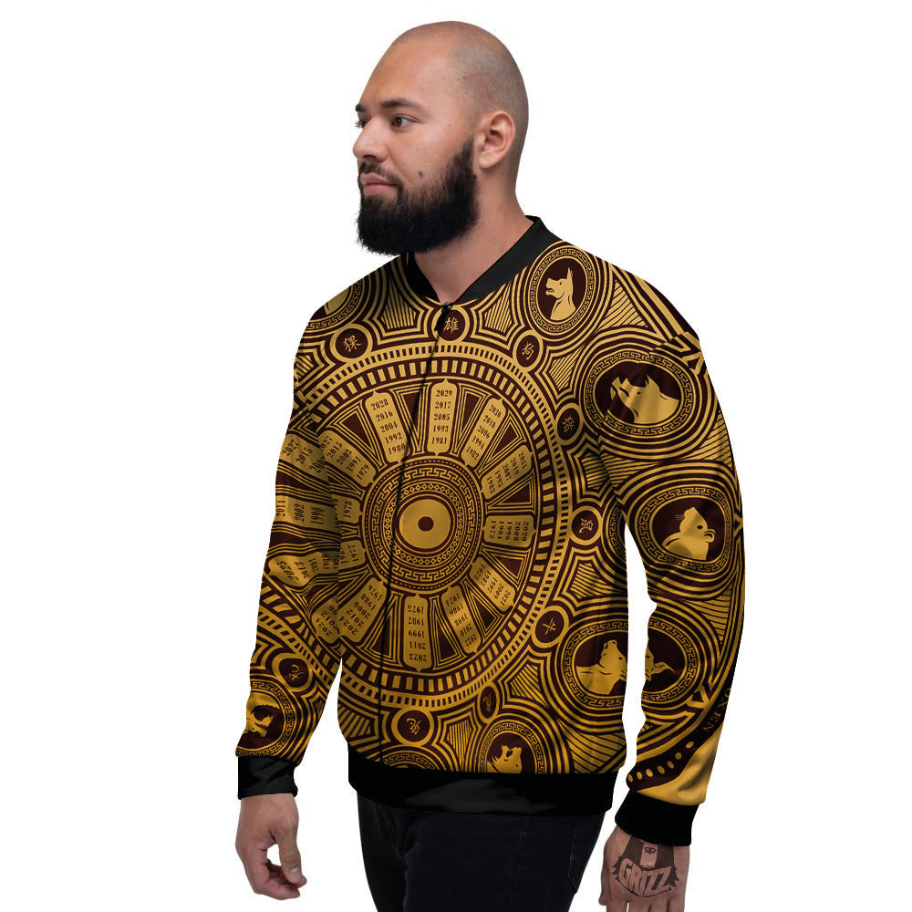 Calendar Signs Chinese Zodiac Print Men's Bomber Jacket-grizzshop
