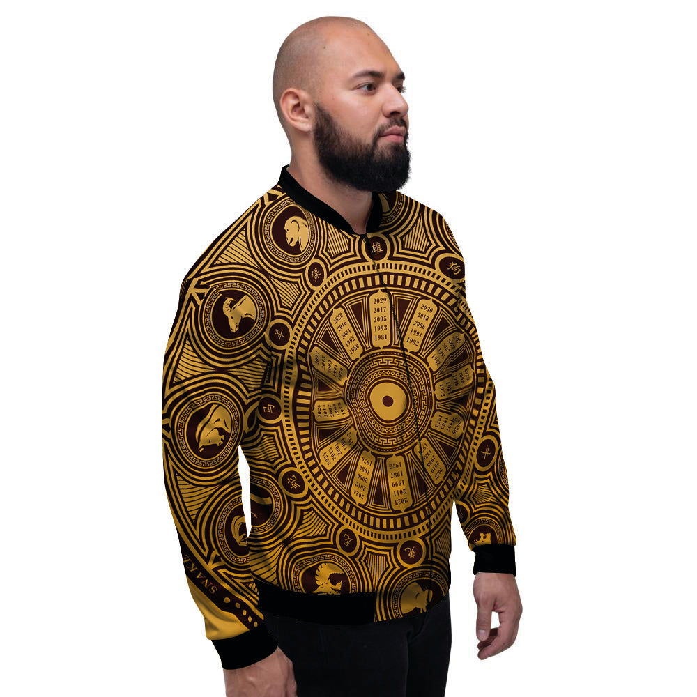 Calendar Signs Chinese Zodiac Print Men's Bomber Jacket-grizzshop