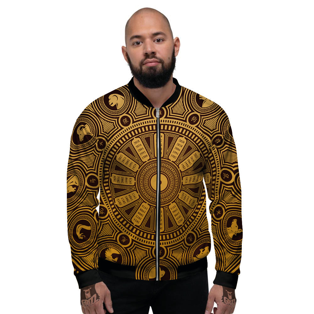 Calendar Signs Chinese Zodiac Print Men's Bomber Jacket-grizzshop
