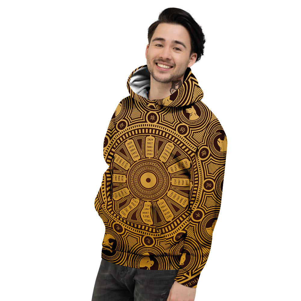 Calendar Signs Chinese Zodiac Print Men's Hoodie-grizzshop