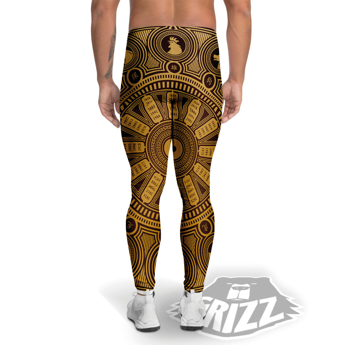 Calendar Signs Chinese Zodiac Print Men's Leggings-grizzshop