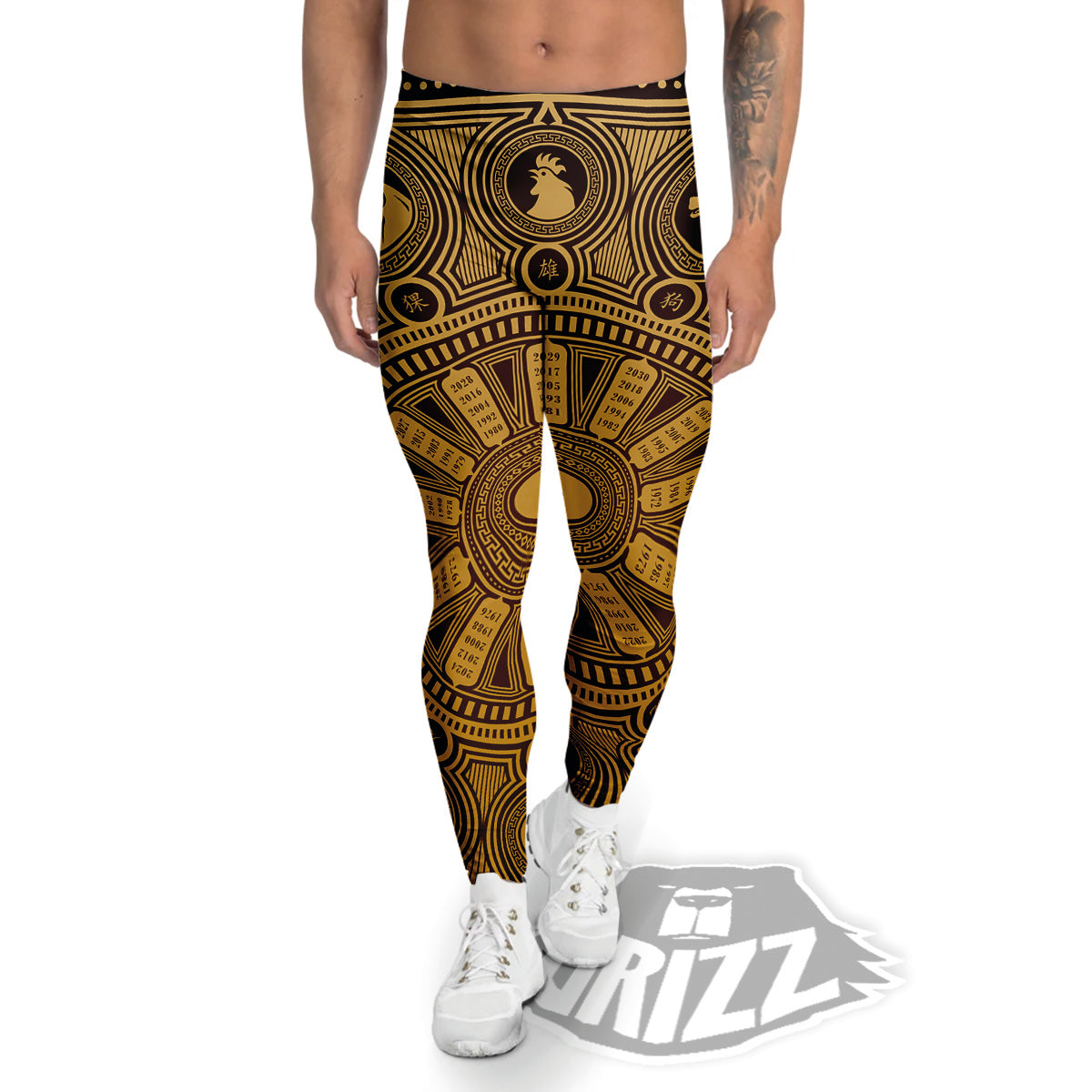 Calendar Signs Chinese Zodiac Print Men's Leggings-grizzshop