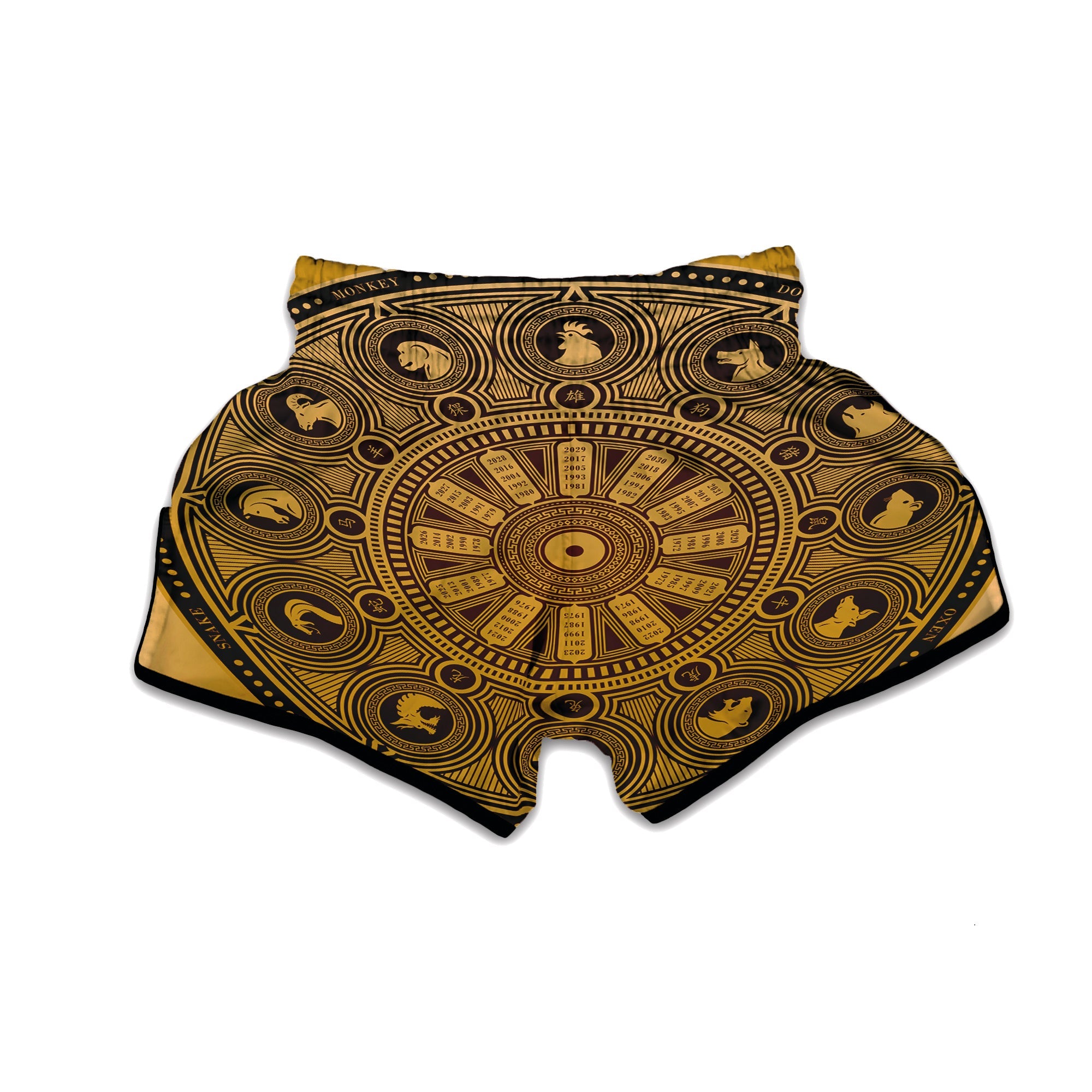 Calendar Signs Chinese Zodiac Print Muay Thai Boxing Shorts-grizzshop