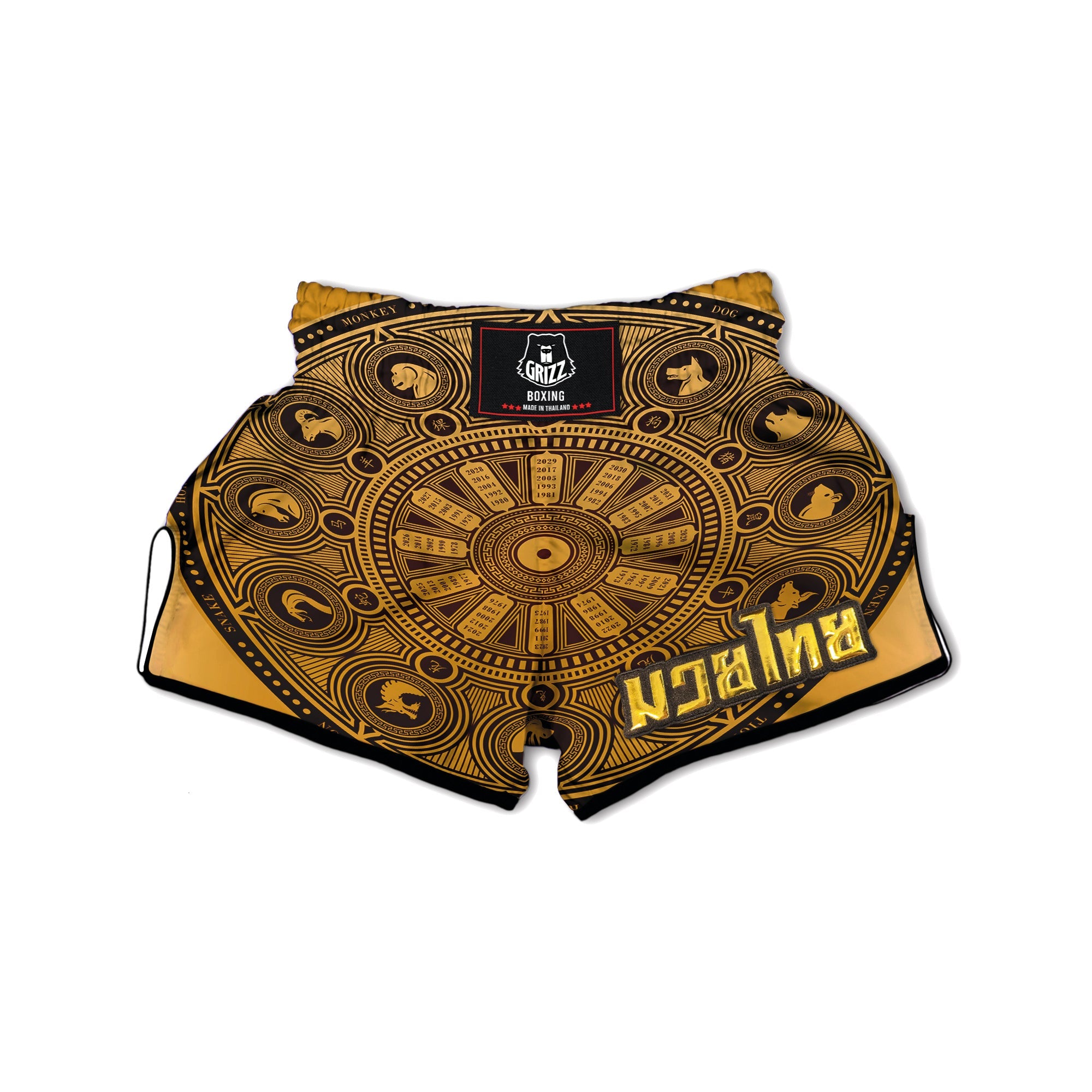 Calendar Signs Chinese Zodiac Print Muay Thai Boxing Shorts-grizzshop