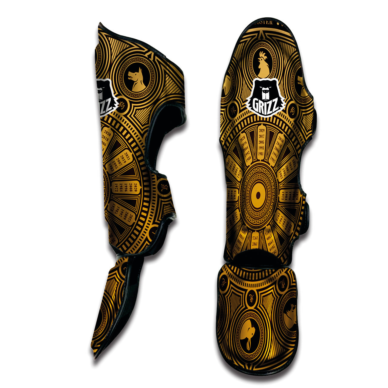 Calendar Signs Chinese Zodiac Print Muay Thai Shin Guards-grizzshop