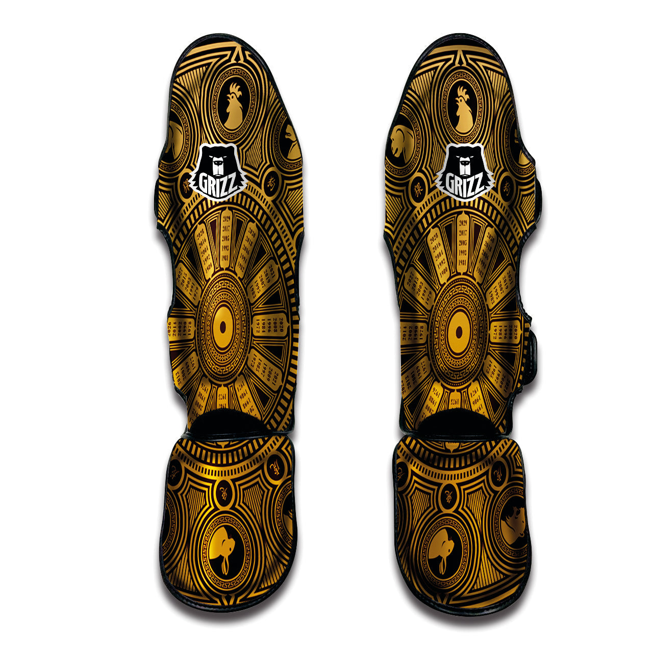 Calendar Signs Chinese Zodiac Print Muay Thai Shin Guards-grizzshop
