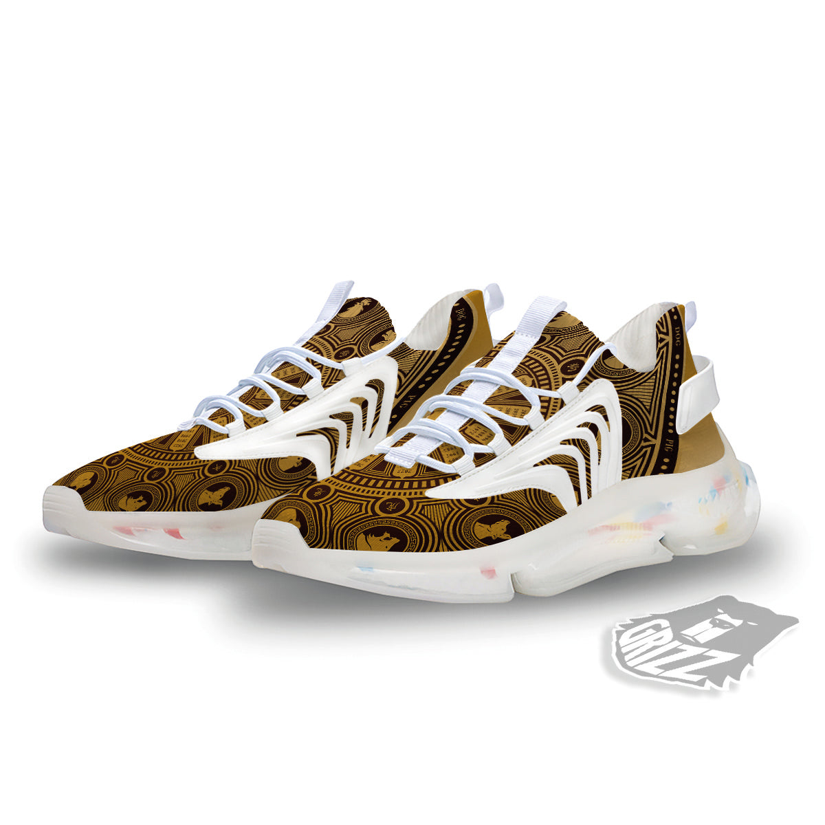 Calendar Signs Chinese Zodiac Print White Gym Shoes-grizzshop