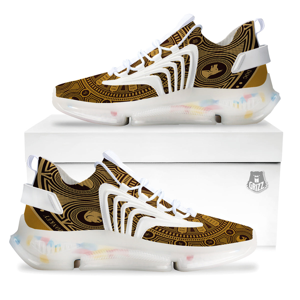Calendar Signs Chinese Zodiac Print White Gym Shoes-grizzshop