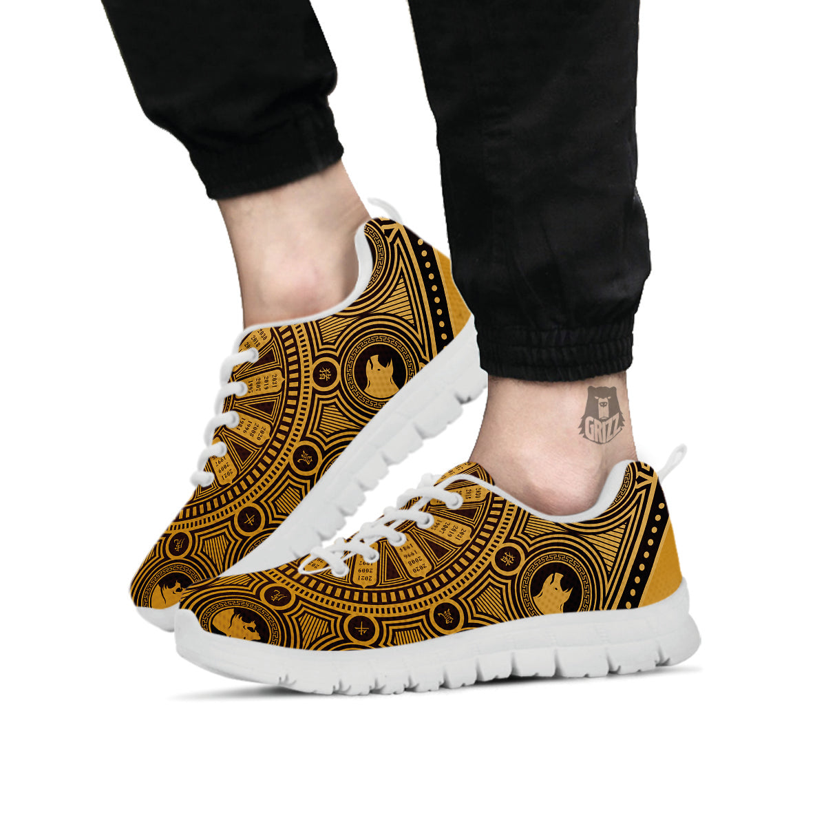 Calendar Signs Chinese Zodiac Print White Sneaker-grizzshop