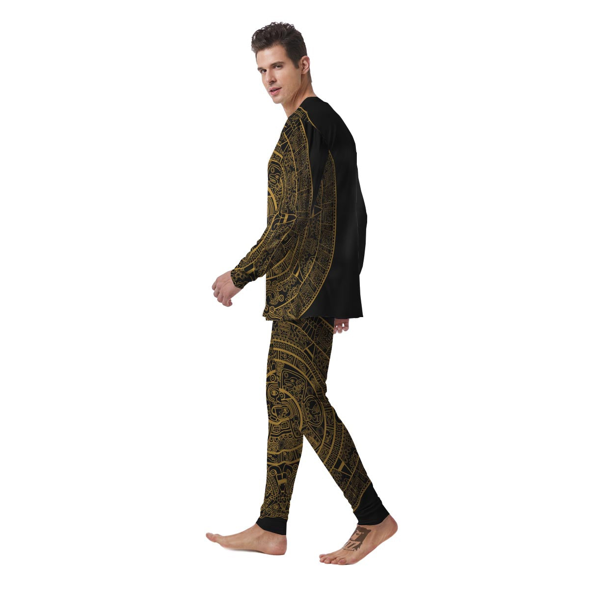 Calendar Tribal Maya Print Men's Pajamas-grizzshop