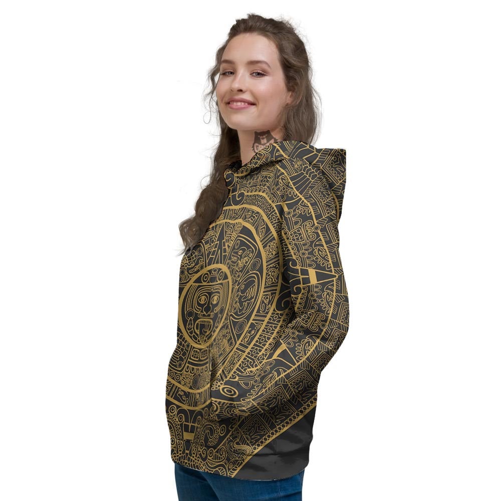 Calendar Tribal Maya Print Women's Hoodie-grizzshop