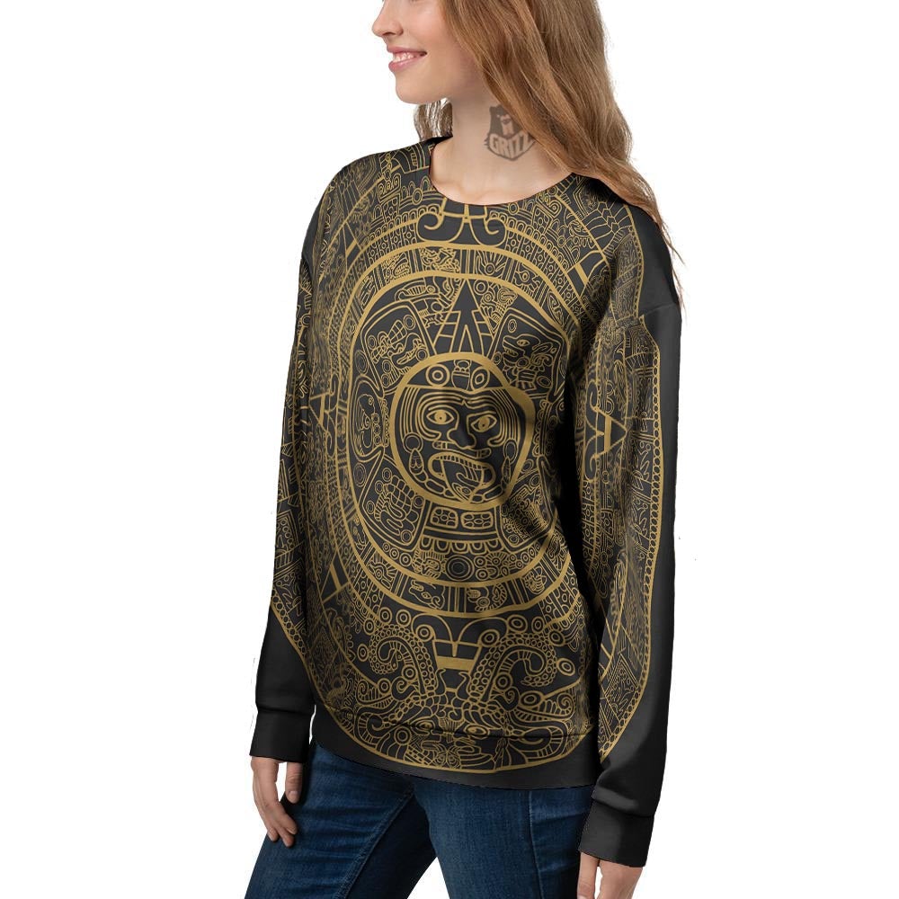 Calendar Tribal Maya Print Women's Sweatshirt-grizzshop