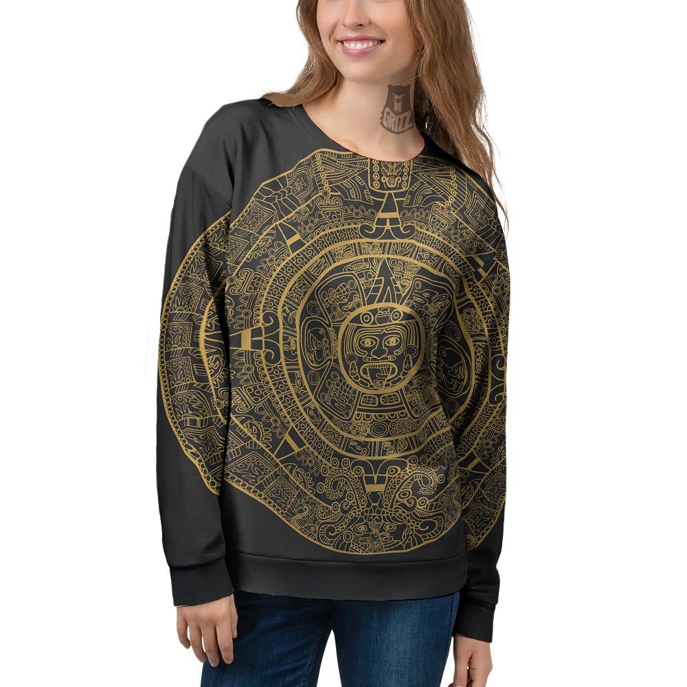 Calendar Tribal Maya Print Women's Sweatshirt-grizzshop