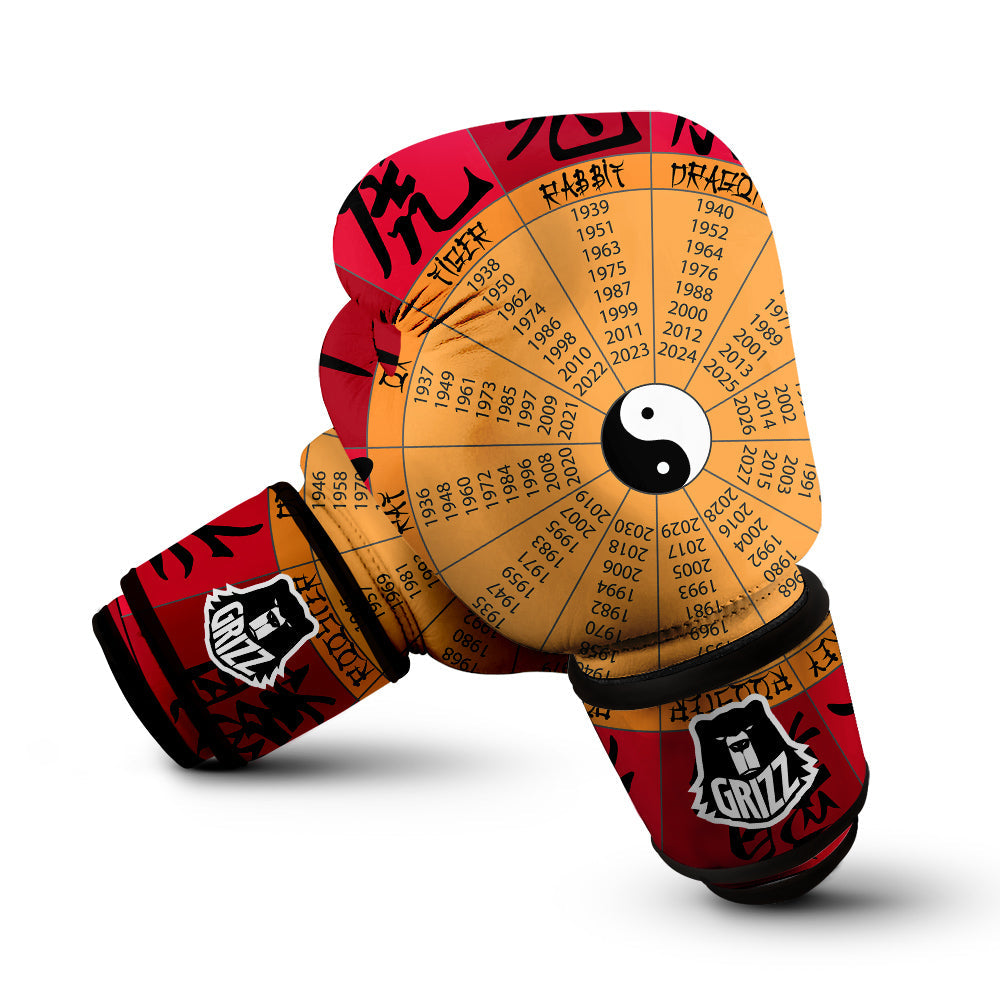 Calendar Wheel Chinese Zodiac Print Boxing Gloves-grizzshop