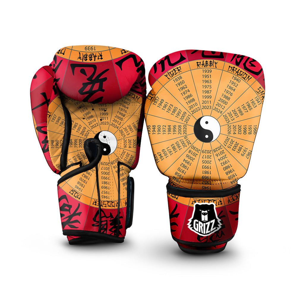 Calendar Wheel Chinese Zodiac Print Boxing Gloves-grizzshop