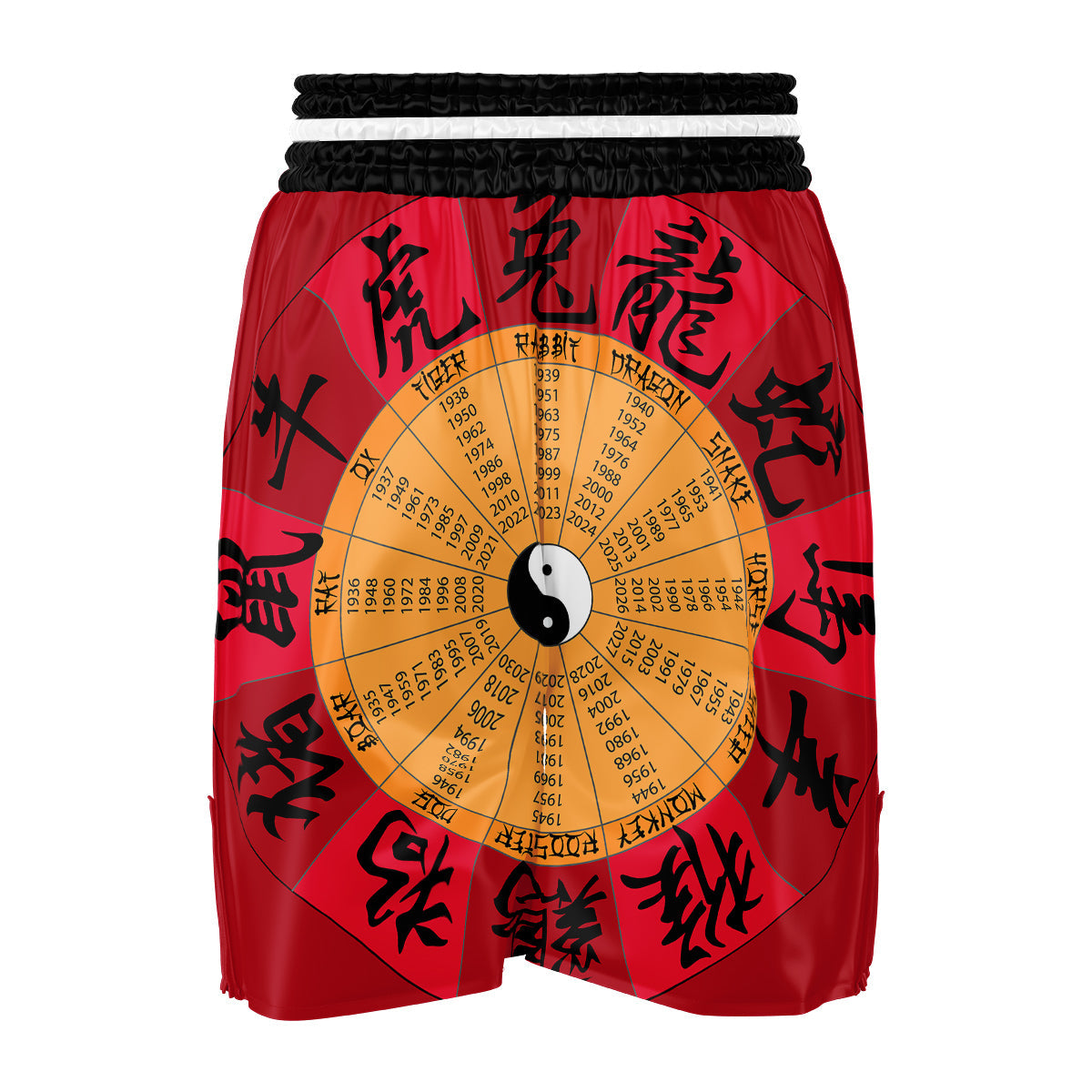 Calendar Wheel Chinese Zodiac Print Boxing Shorts-grizzshop