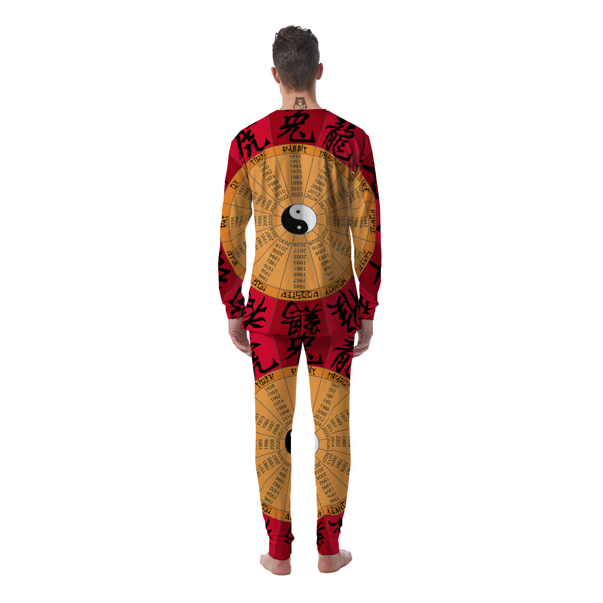 Calendar Wheel Chinese Zodiac Print Men's Pajamas-grizzshop