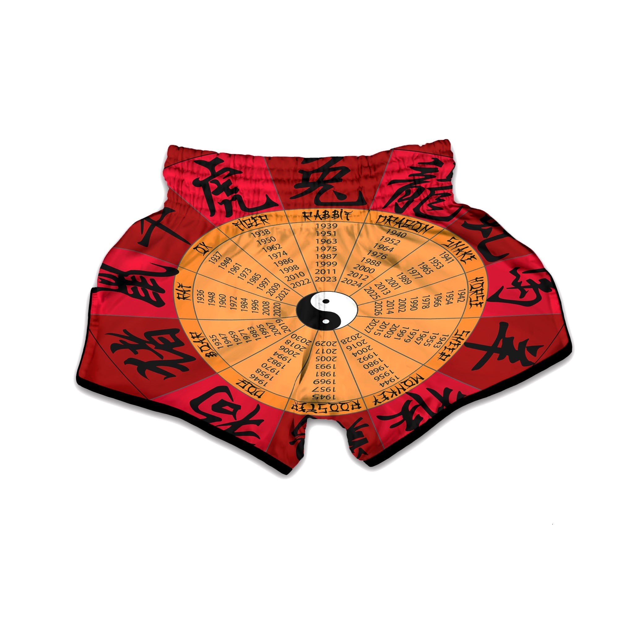 Calendar Wheel Chinese Zodiac Print Muay Thai Boxing Shorts-grizzshop