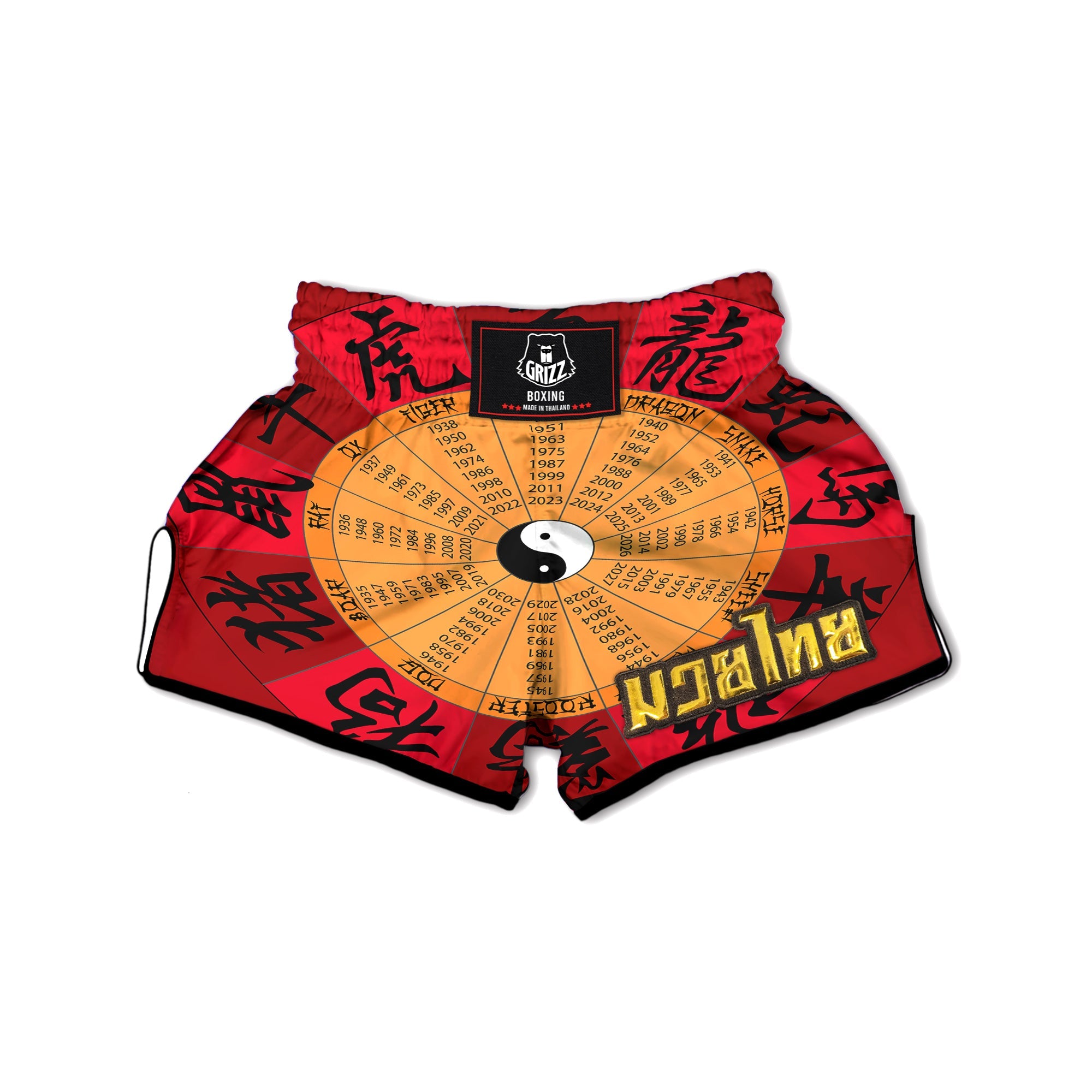 Calendar Wheel Chinese Zodiac Print Muay Thai Boxing Shorts-grizzshop