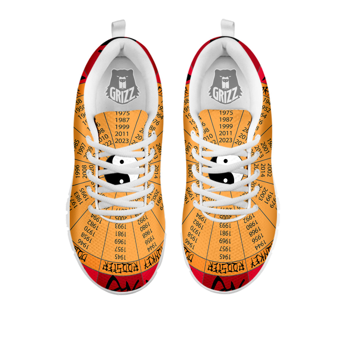 Calendar Wheel Chinese Zodiac Print White Sneaker-grizzshop