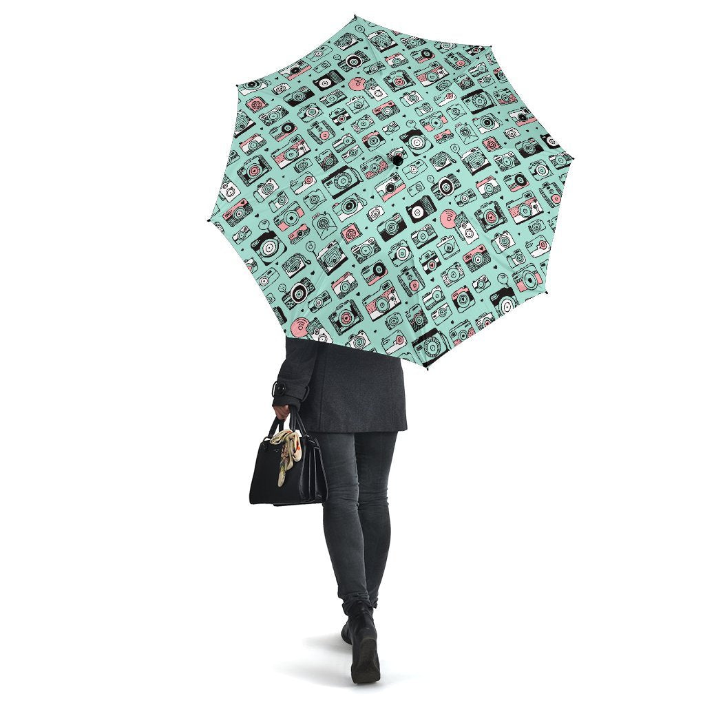 Camera Pastel Pattern Print Automatic Foldable Umbrella-grizzshop