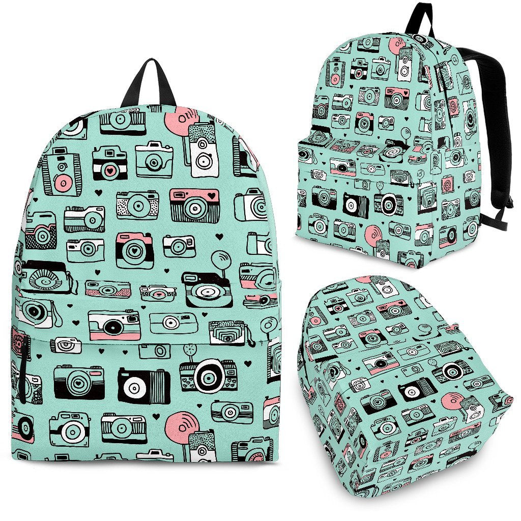 Camera Pastel Pattern Print Backpack-grizzshop