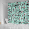 Camera Pastel Pattern Print Bathroom Shower Curtain-grizzshop