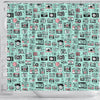 Camera Pastel Pattern Print Bathroom Shower Curtain-grizzshop