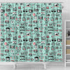 Camera Pastel Pattern Print Bathroom Shower Curtain-grizzshop