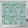 Camera Pastel Pattern Print Bathroom Shower Curtain-grizzshop