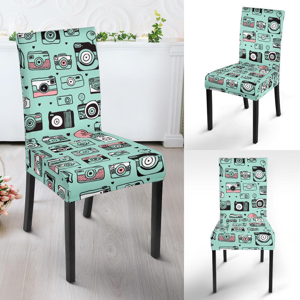 Camera Pastel Pattern Print Chair Cover-grizzshop