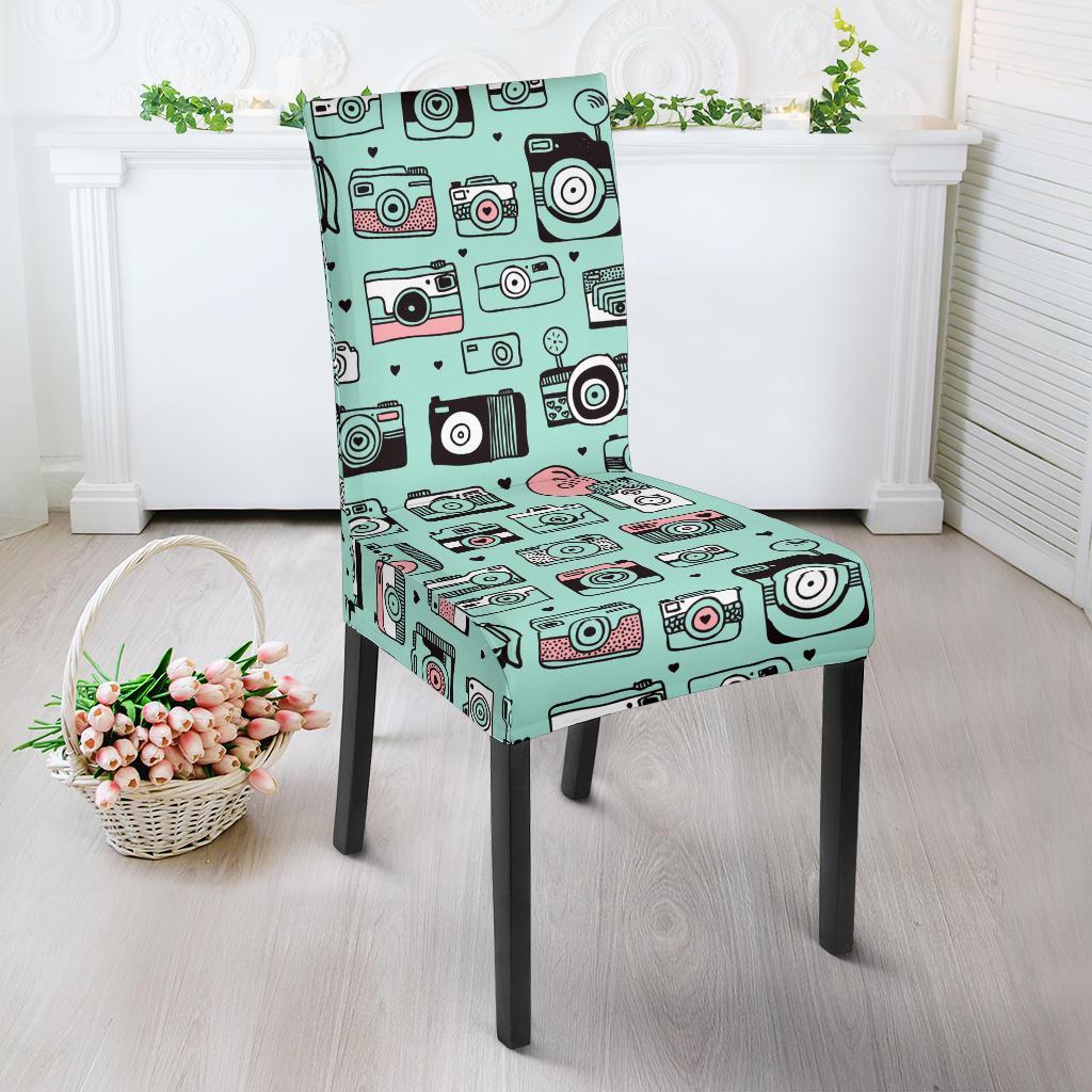 Camera Pastel Pattern Print Chair Cover-grizzshop