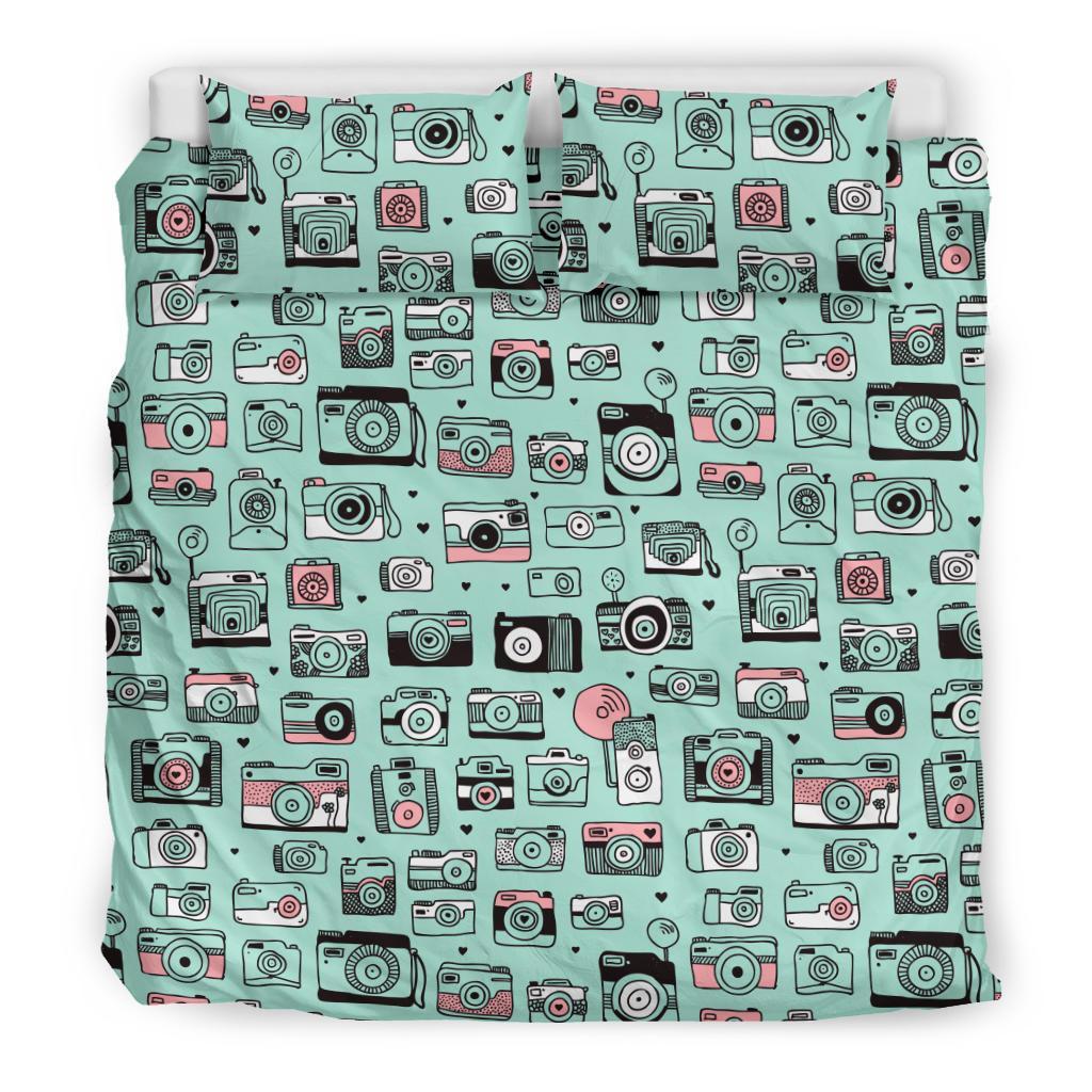 Camera Pastel Pattern Print Duvet Cover Bedding Set-grizzshop