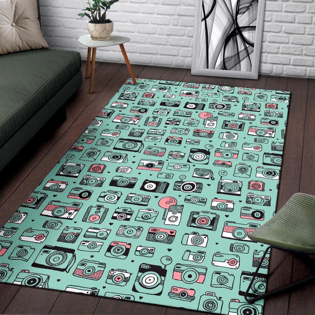 Camera Pastel Pattern Print Floor Mat-grizzshop