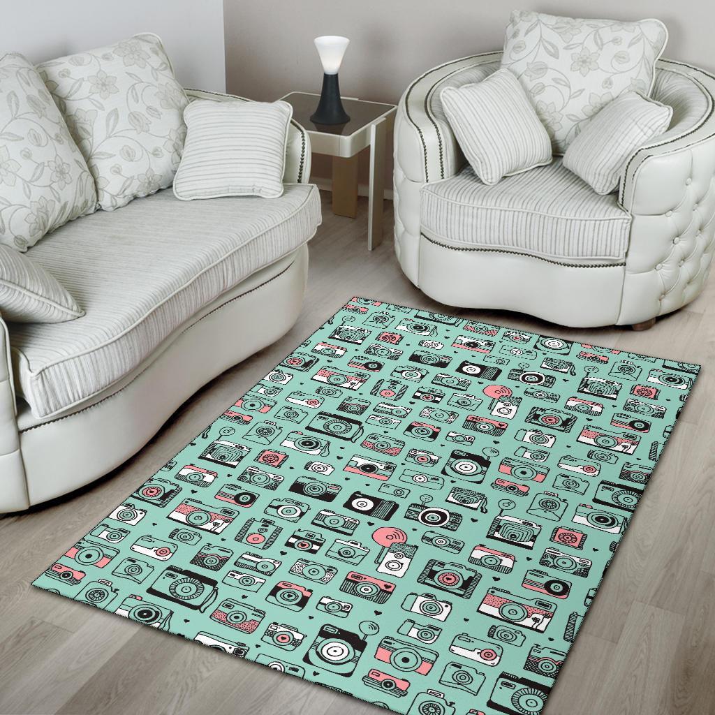 Camera Pastel Pattern Print Floor Mat-grizzshop