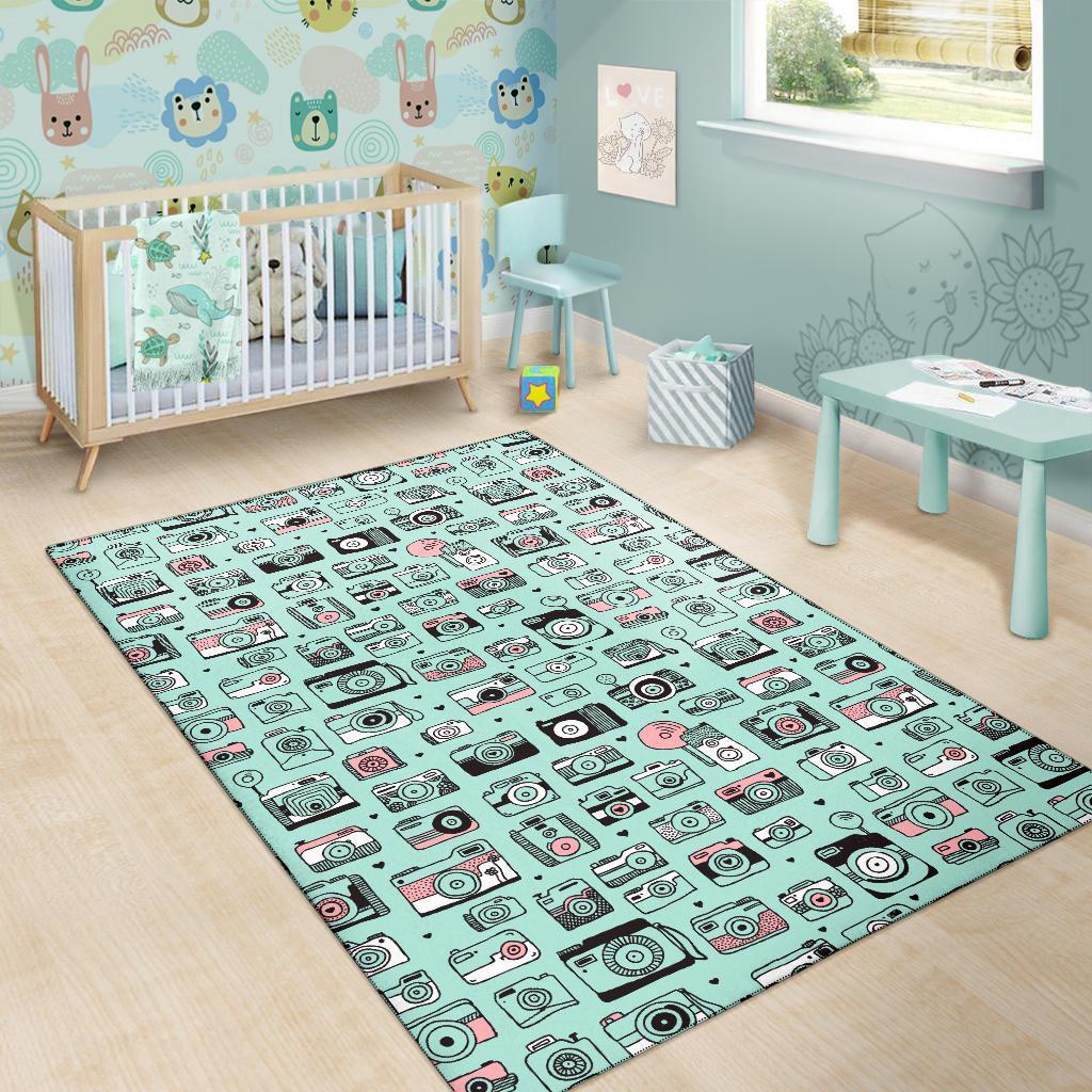 Camera Pastel Pattern Print Floor Mat-grizzshop