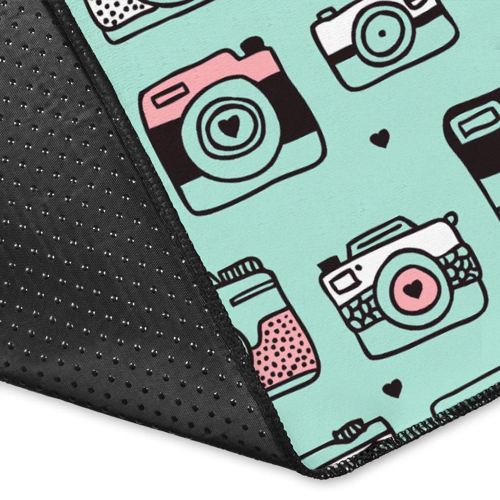 Camera Pastel Pattern Print Floor Mat-grizzshop