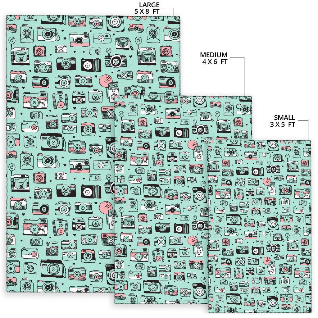 Camera Pastel Pattern Print Floor Mat-grizzshop