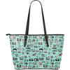 Camera Pastel Pattern Print Leather Tote Bag-grizzshop