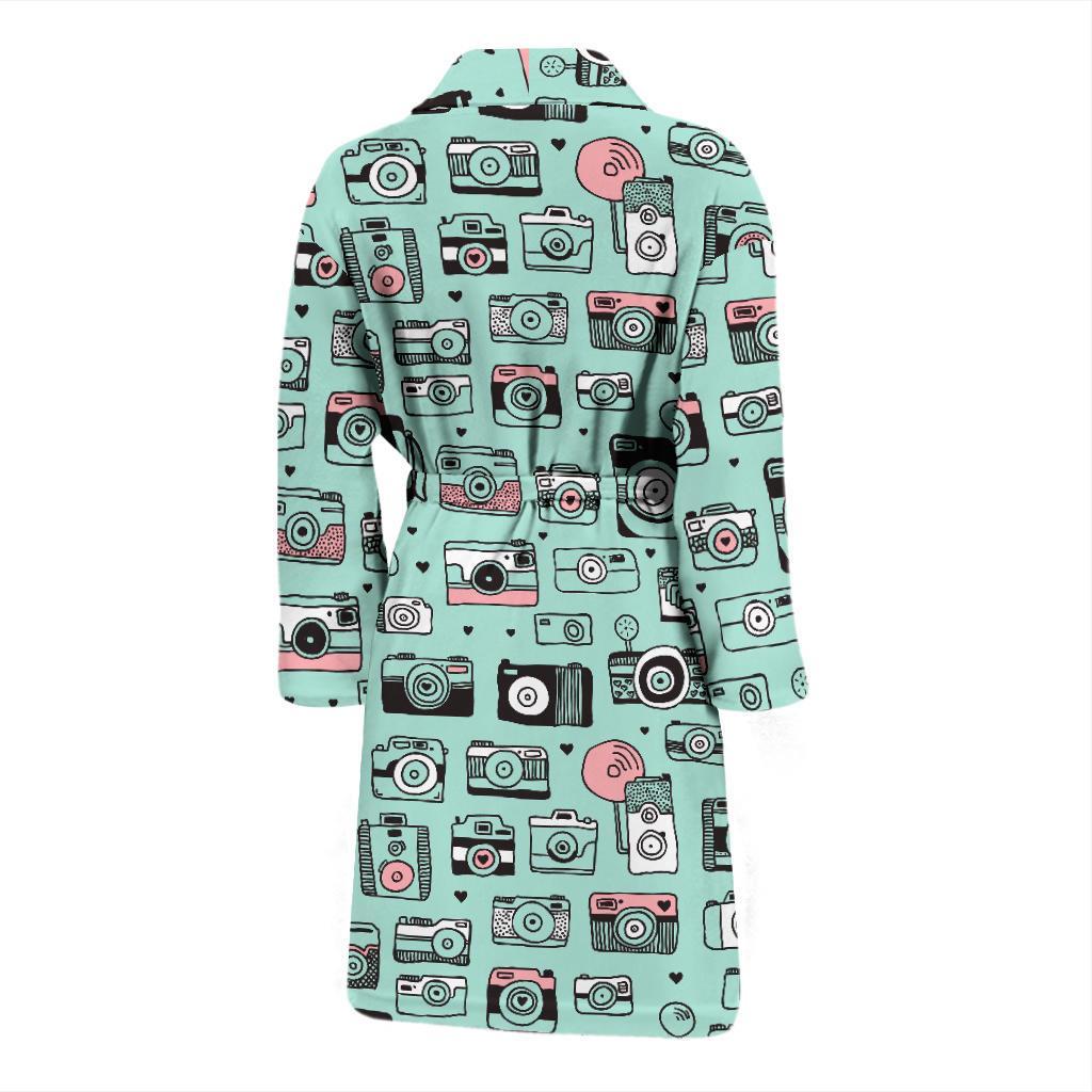 Camera Pastel Pattern Print Men Long Robe-grizzshop