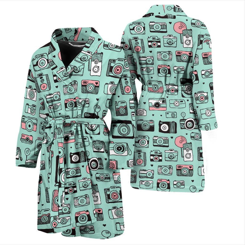 Camera Pastel Pattern Print Men Long Robe-grizzshop