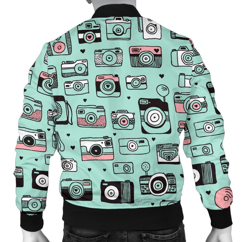 Camera Pastel Pattern Print Men's Bomber Jacket-grizzshop