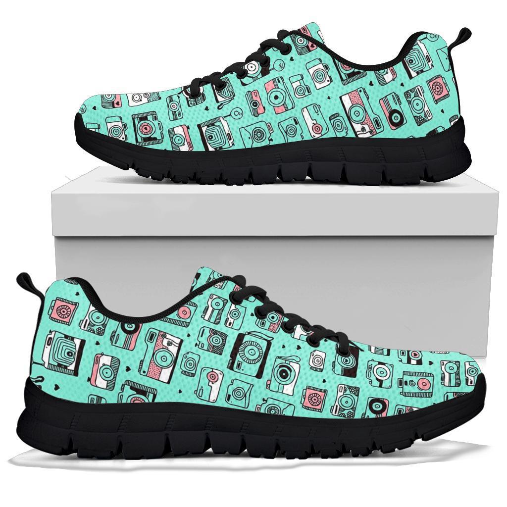 Camera Pastel Pattern Print Sneaker Shoes For Men Women-grizzshop