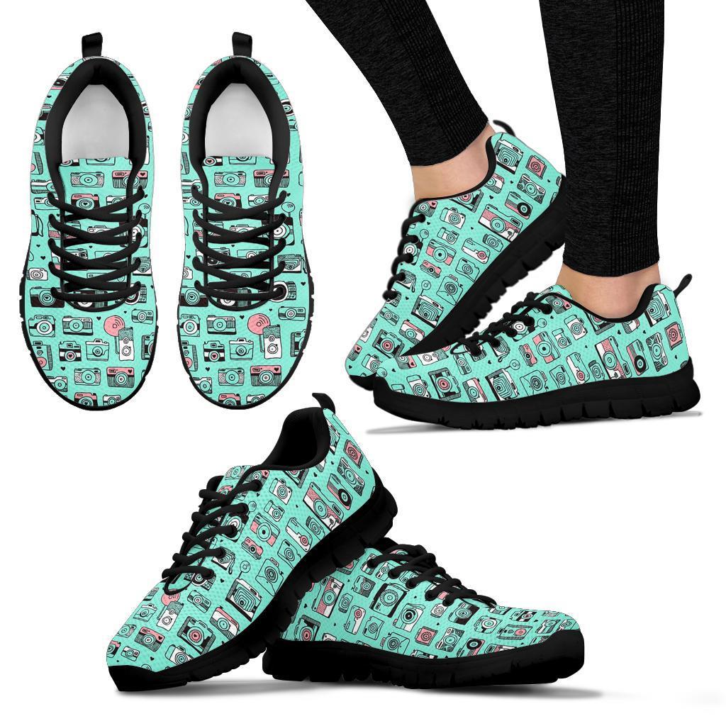 Camera Pastel Pattern Print Sneaker Shoes For Men Women-grizzshop