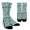 Camera Pastel Pattern Print Unisex Crew Socks-grizzshop