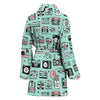 Camera Pastel Pattern Print Women Long Robe-grizzshop