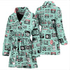 Camera Pastel Pattern Print Women Long Robe-grizzshop