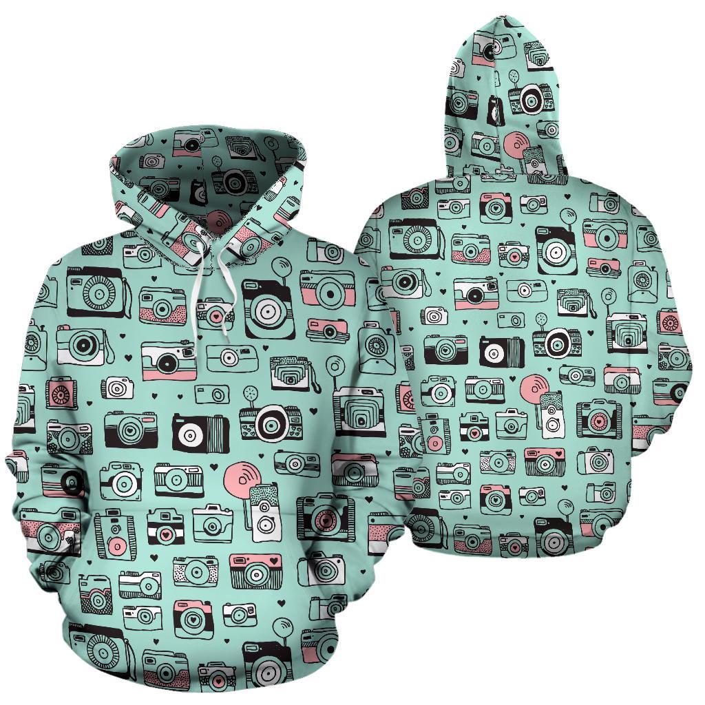 Camera Pastel Pattern Print Women Men Pullover Hoodie-grizzshop