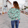 Camera Pastel Pattern Print Women Off Shoulder Sweatshirt-grizzshop